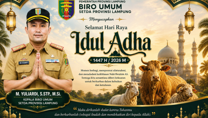 Biro Umum Setda Provinsi Lampung Salurkan Daging Kurban kepada Pegawai dan Cleaning Service